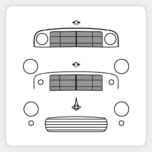 Morris Minor evolution classic cars 1948-1971 black outline Sticker